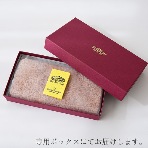 カービング型押しレザー 本革 ロングウォレット 花柄 長財布 長財布