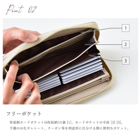 《モニター価格》カービング型押しレザー 本革 ロングウォレット 花柄 長財布 4枚目の画像