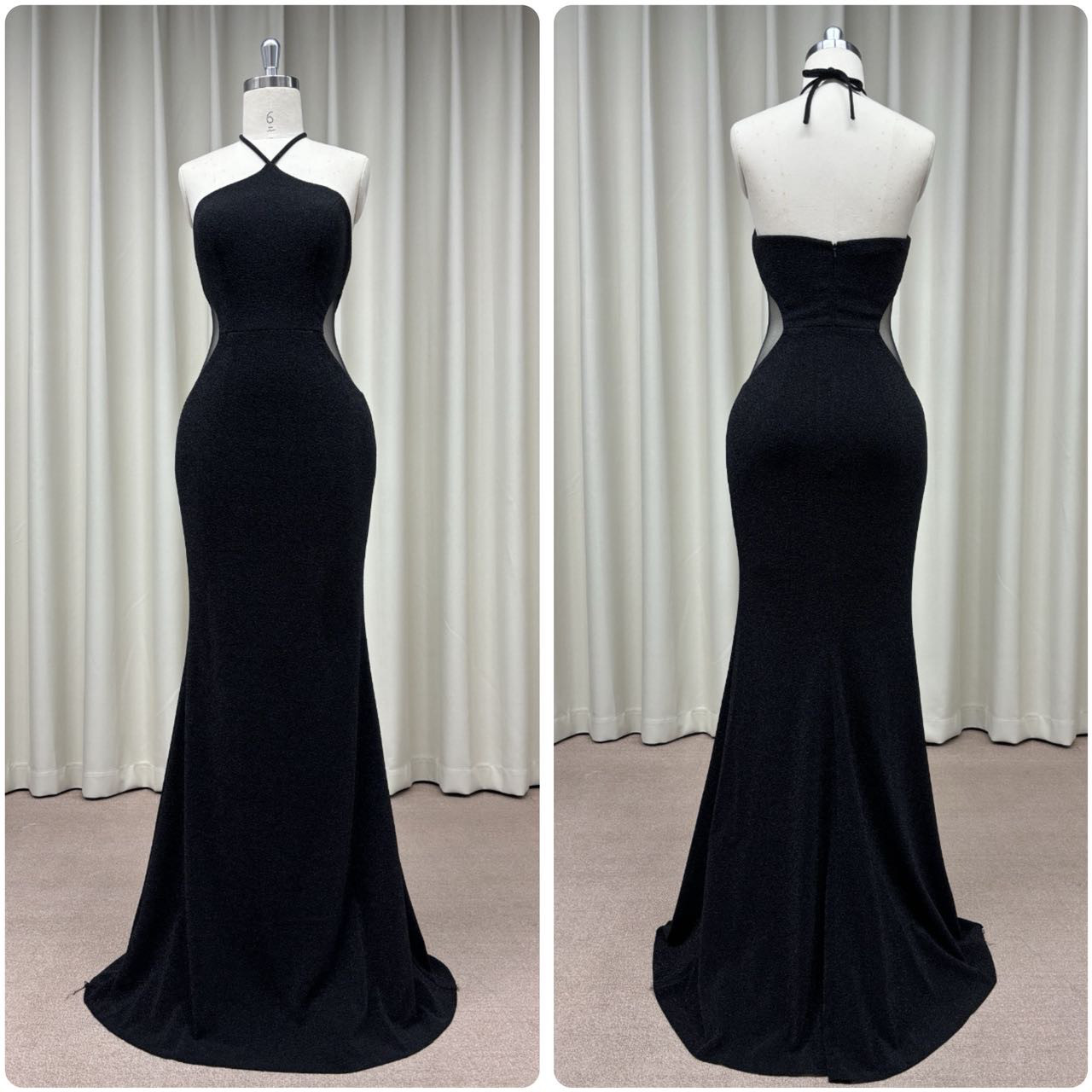 極上のシンプル美｜ブラック・スレンダー・ホルタードレス