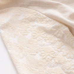 【袖の涼やかな刺繍のワンピース】コットンリネン　オフホワイト　きなり 7枚目の画像