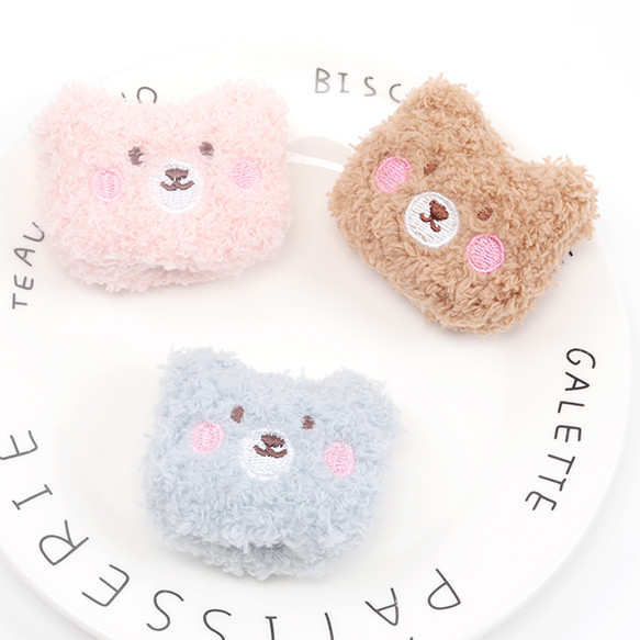 C205 6個 クッションパーツ くま テディベア マスコット ぬいぐるみ デコパーツ 貼付け可  3 x（2ヶ） 2枚目の画像