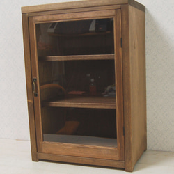 一枚扉のミニカップボード/シェルフ（現品） 2枚目の画像