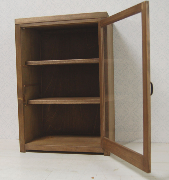 一枚扉のミニカップボード/シェルフ（現品） 3枚目の画像