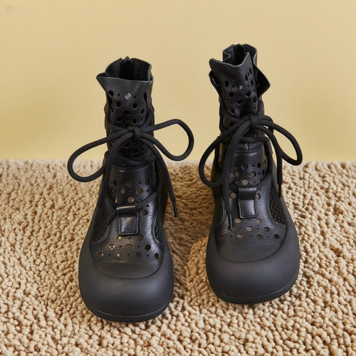 個性的な魅力！｜黒・茶|2色展開｜ハイカットカットアウト厚底