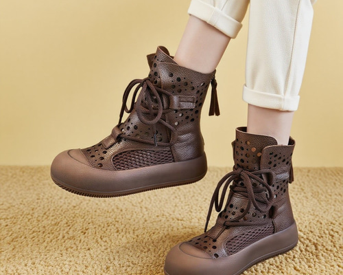 個性的な魅力！｜黒・茶|2色展開｜ハイカットカットアウト厚底