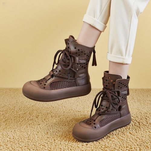 個性的な魅力！｜黒・茶|2色展開｜ハイカットカットアウト厚底