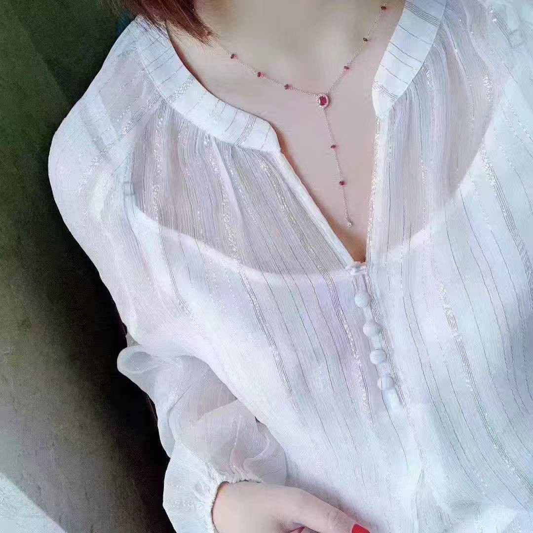 天然ダイヤモンド付きルビーネックレスk18 0402
