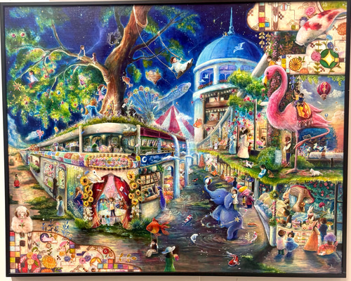 アクリル原画・ファンタシーなアート【はじまりをみつけたゾウ】 絵画