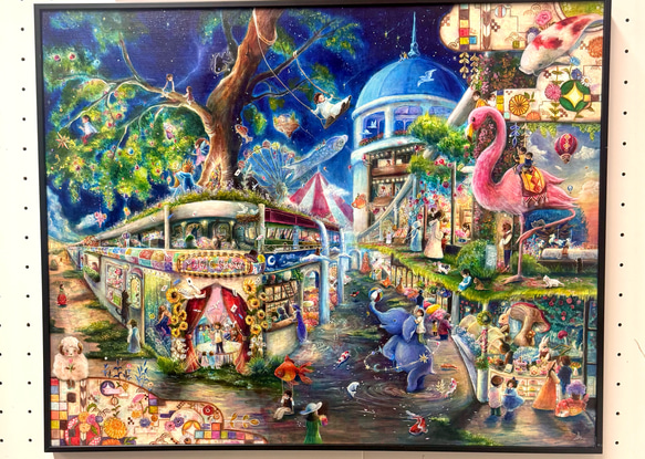 アクリル原画・ファンタシーなアート【はじまりをみつけたゾウ】 絵画