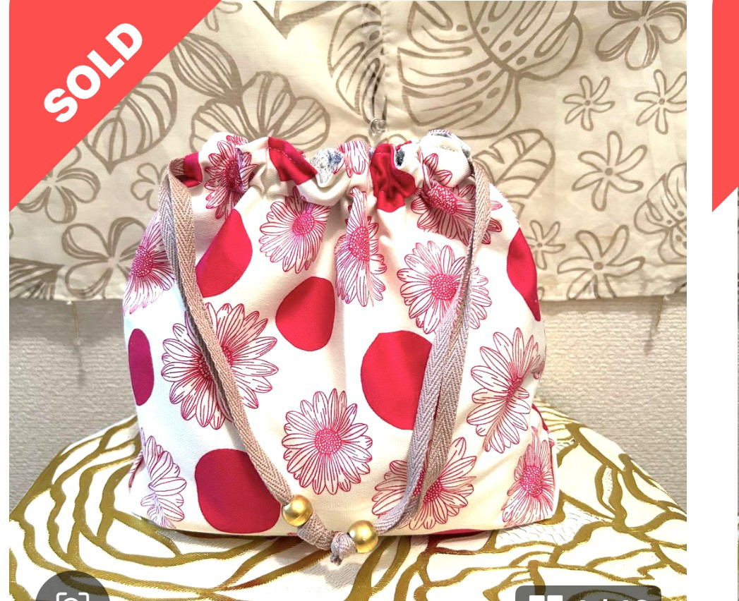 «724»◤完売◢保冷保温巾着ポーチ*お弁当入れ*冷凍冷蔵食材収納*可愛い三角マチ* 4重構造保冷シート