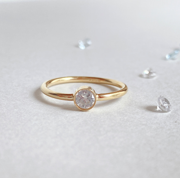 [14kgf] R57　ホワイトジルコン　ベゼルリング 2枚目の画像