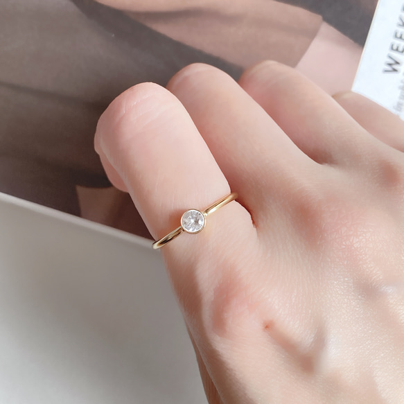 [14kgf] R57　ホワイトジルコン　ベゼルリング 4枚目の画像