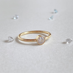 [14kgf] R57　ホワイトジルコン　ベゼルリング 5枚目の画像