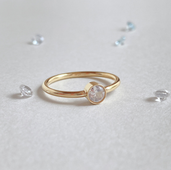 [14kgf] R57　ホワイトジルコン　ベゼルリング 5枚目の画像