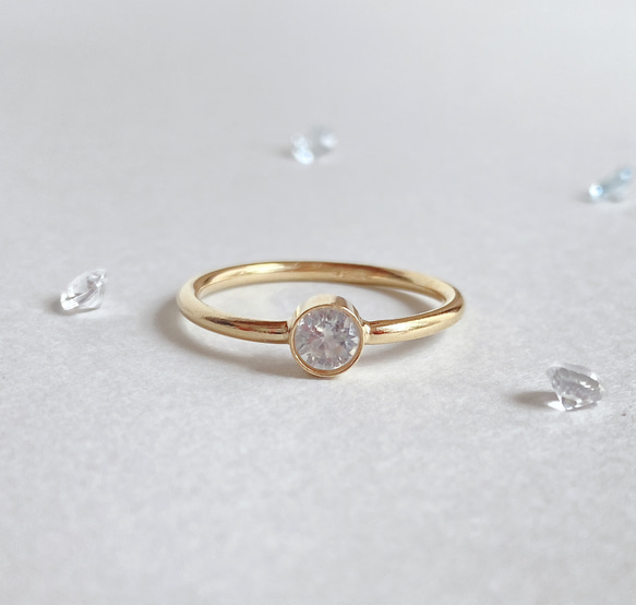 [14kgf] R57　ホワイトジルコン　ベゼルリング 6枚目の画像