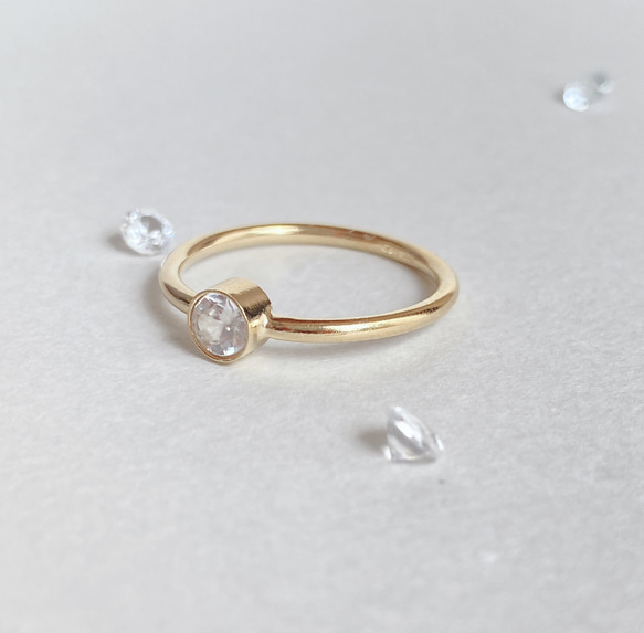 [14kgf] R57　ホワイトジルコン　ベゼルリング 3枚目の画像