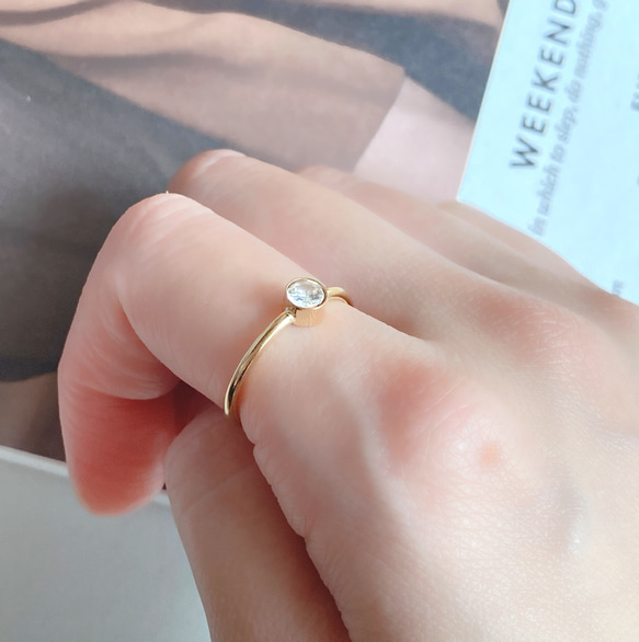 [14kgf] R57　ホワイトジルコン　ベゼルリング 7枚目の画像