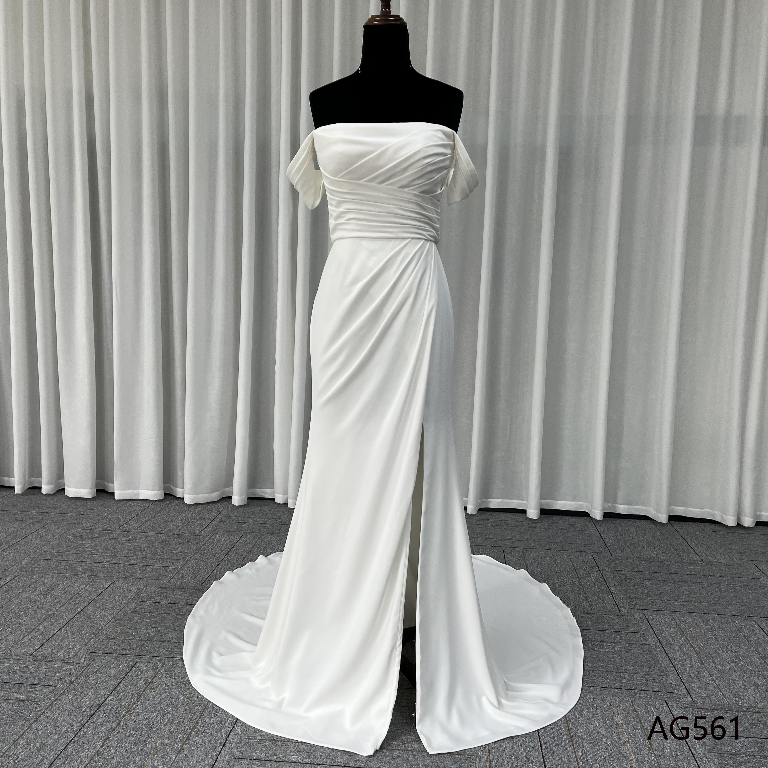 激安　カラー変更可能　胸フリル　ギャザー　フロントスリット　チャック　アシメドレス　オフショルダー　2次会ウェディング