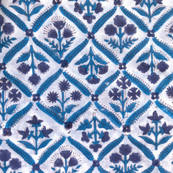 インド ブロックプリント生地 [50cm単位切売] クラシカルフラワー パープルXブルー ファブリック 花 IF0293 2枚目の画像