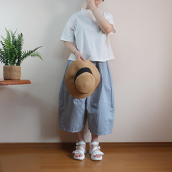 夏の普段着 涼感ブラウス 身幅ゆったり 半袖フリル襟ブラウス（綿麻／全５色） 19枚目の画像