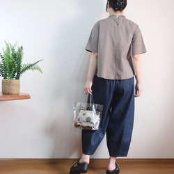 夏の普段着 涼感ブラウス 身幅ゆったり 半袖フリル襟ブラウス（綿麻／全５色） 14枚目の画像