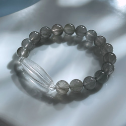 法螺四眼青紋黒銀線天珠&デュモルチェライトブレス ブレスレット Himal