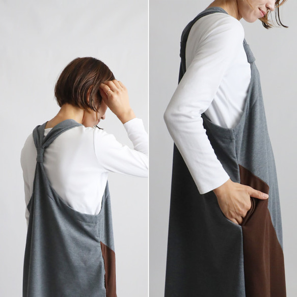 ⁑２０２５秋の新作　裏パイル スウェット　愉快なワンピース 後ろクロス　ジャンパースカート　ワンピースFY63 4枚目の画像