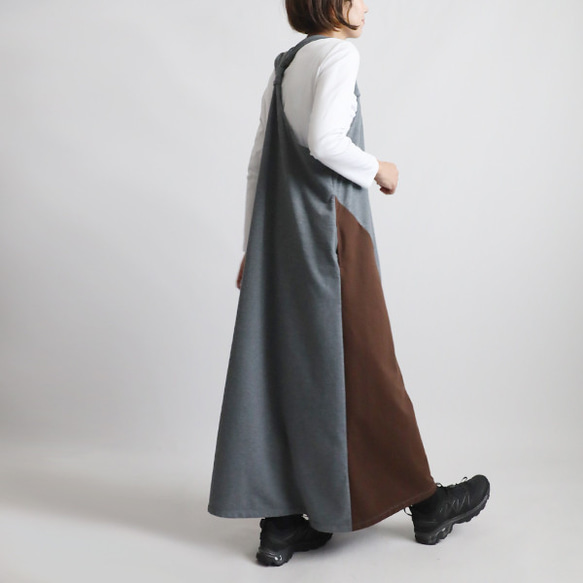 ⁑２０２５秋の新作　裏パイル スウェット　愉快なワンピース 後ろクロス　ジャンパースカート　ワンピースFY63 5枚目の画像