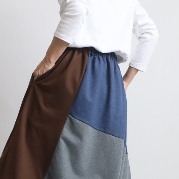 ⁂（送料無料）２０２５秋の新作　８５cm　裏パイル スウェット　愉快なパッチワーク　サルエル　パンツ　ゆったり　Y79F 5枚目の画像