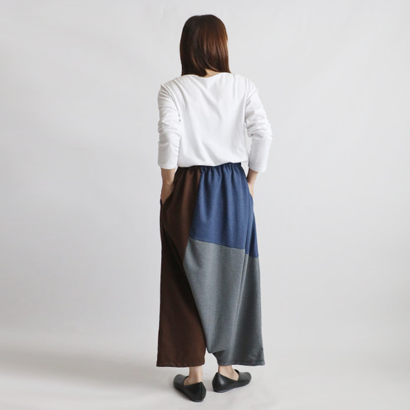 ⁂（送料無料）２０２５秋の新作　８５cm　裏パイル スウェット　愉快なパッチワーク　サルエル　パンツ　ゆったり　Y79F 10枚目の画像