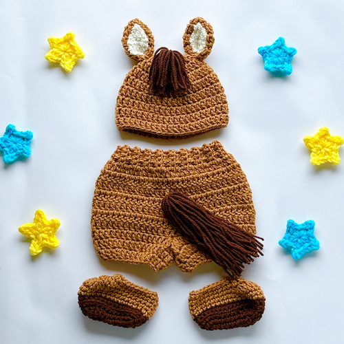 上下セット・うまベビーコスチューム(ブラウン)・ニューボーンフォト