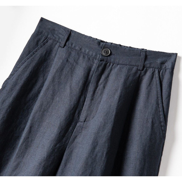 通勤もOkハーフパンツ　リネンハーフパンツ　　ゴムウエスト　3色　S-XLサイズ　L674 8枚目の画像