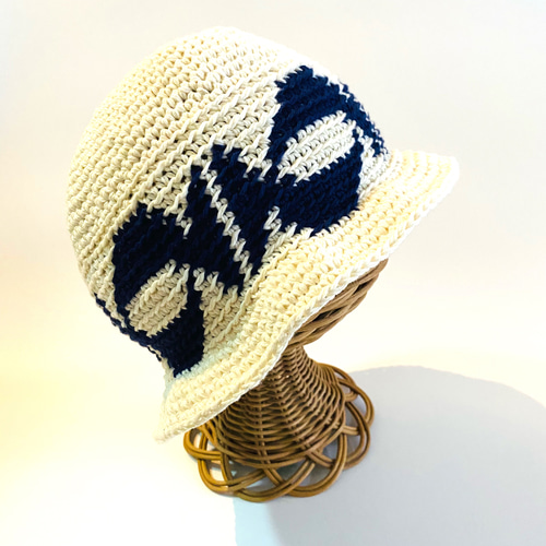 編み込み模様のクロシェハット* バケットハット バケハ ビーニー