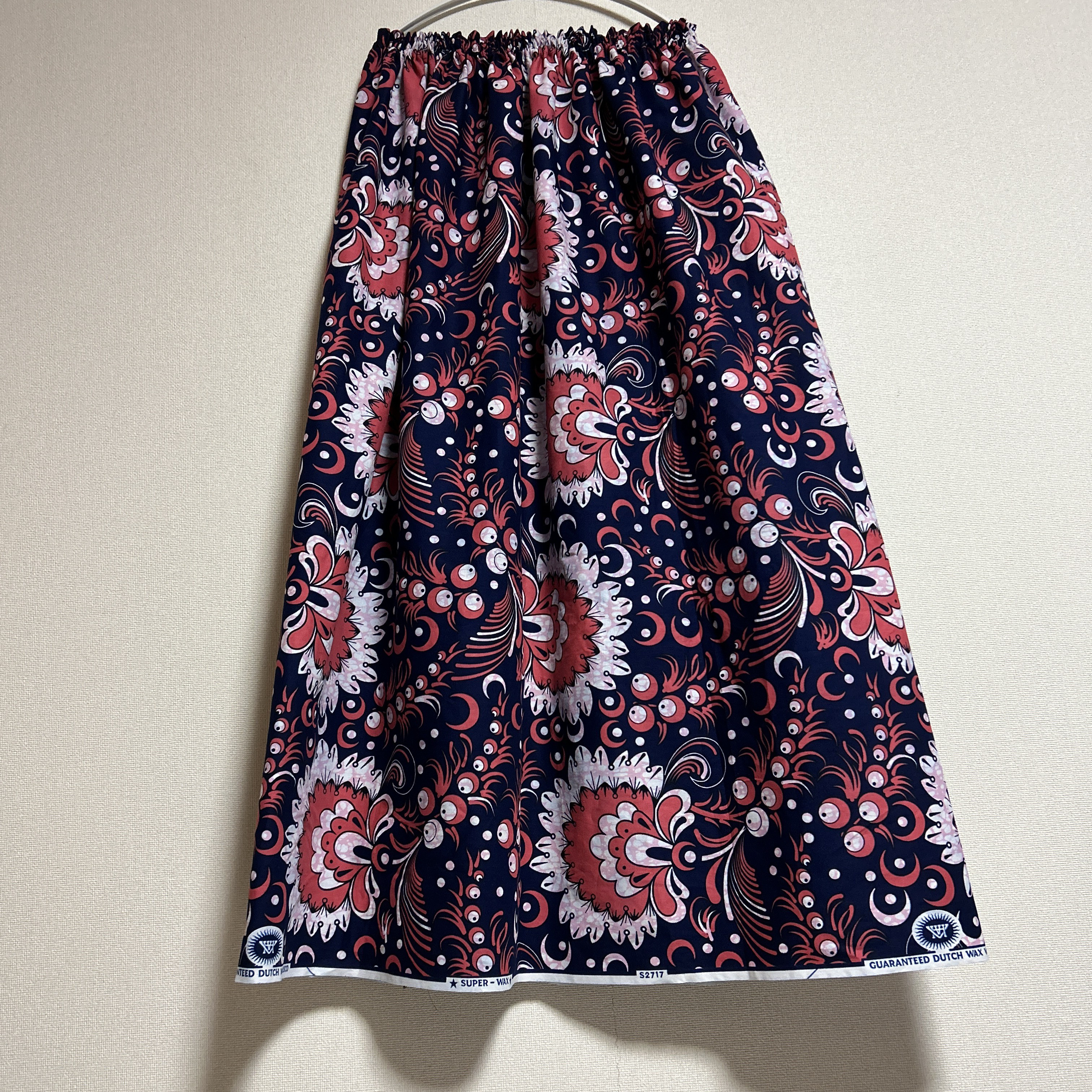 アフリカン　ギャザースカート♪ アフリカンファブリック　アフリカ生地　アフリカ布　アフリカプリント　キテンゲ　パーニュ