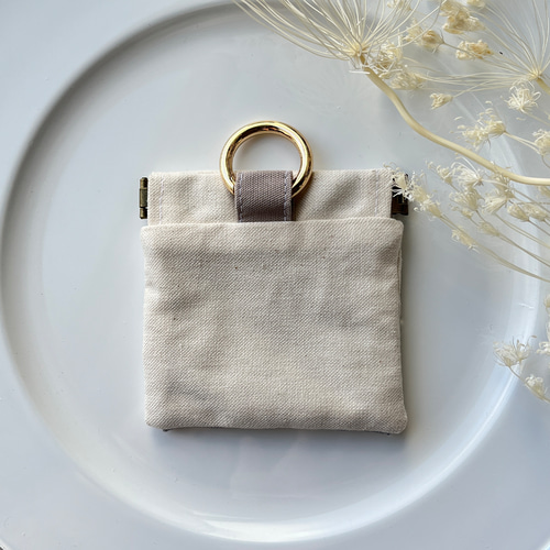 再販】インド刺繍リボンのバネ口ポーチ（カラビナ付） ポーチ