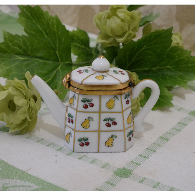 ヴィンテージ　フランス　リモージュボックス　ポットフルーツ