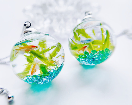 めだかのガラスドーム 金魚鉢 summer ロングネックレス ネックレス