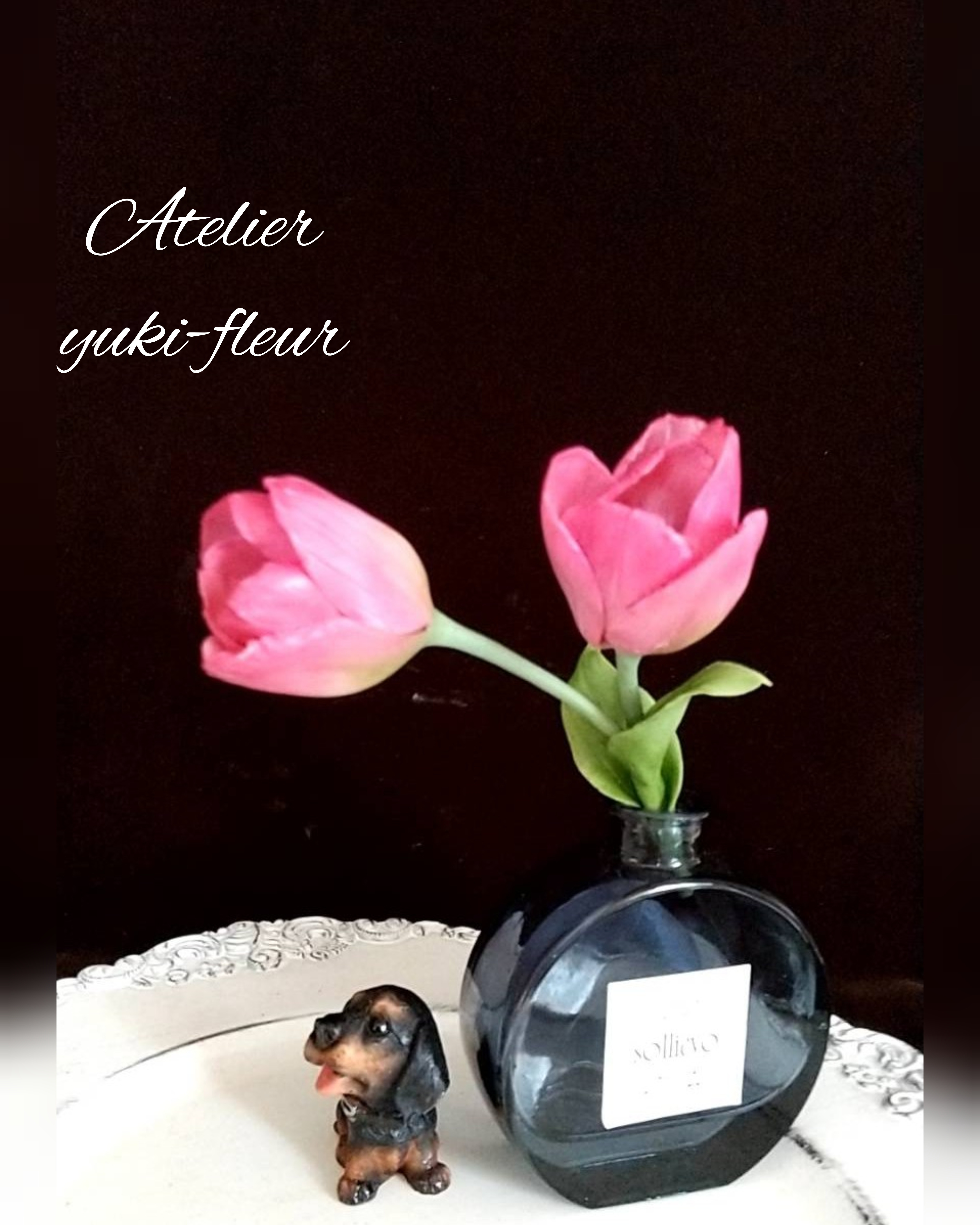 ★粘土の花[コロンとチューリップ・エンジ色]★