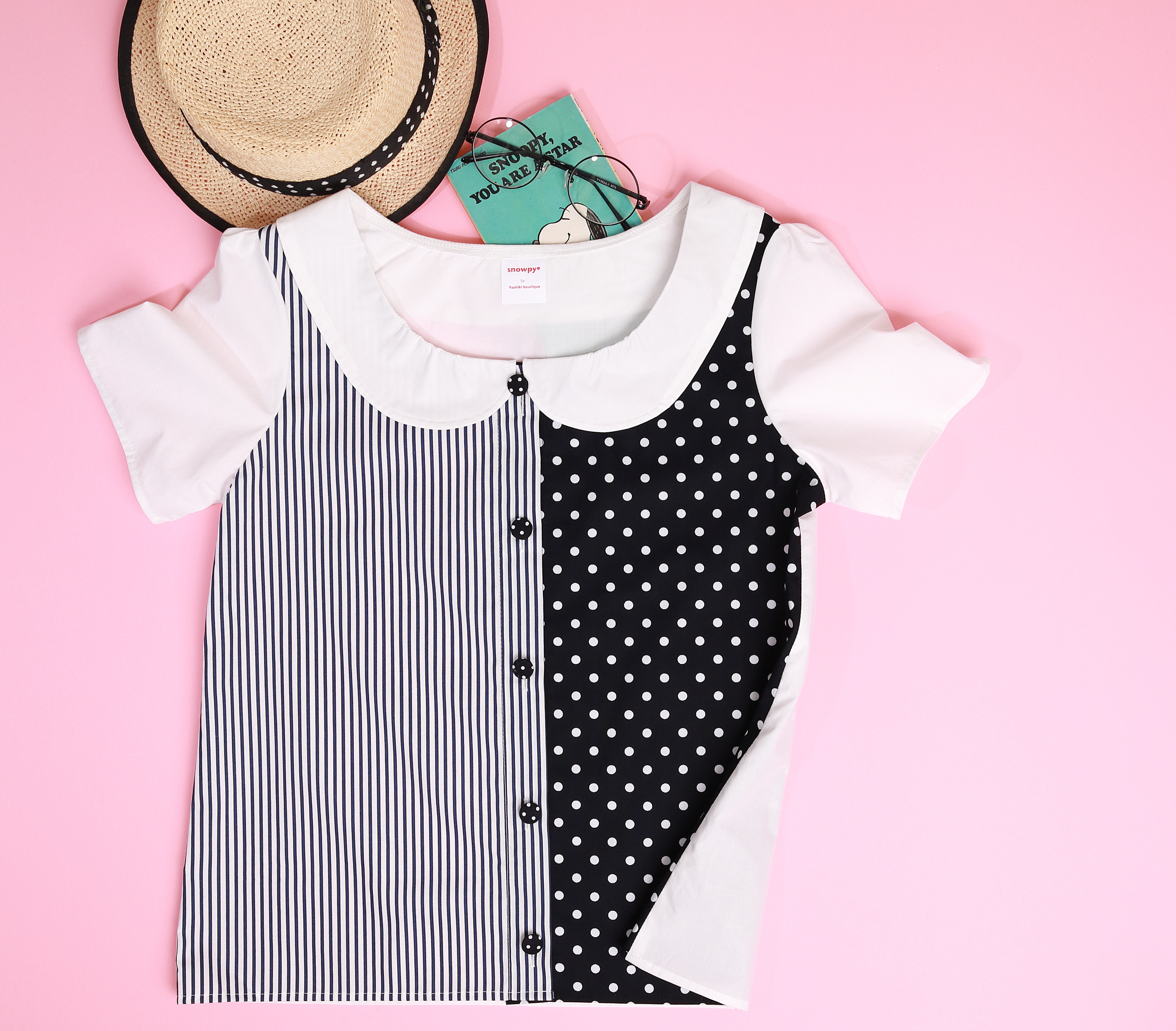 フラットカラーの半袖ブラウス♡ TYPE１