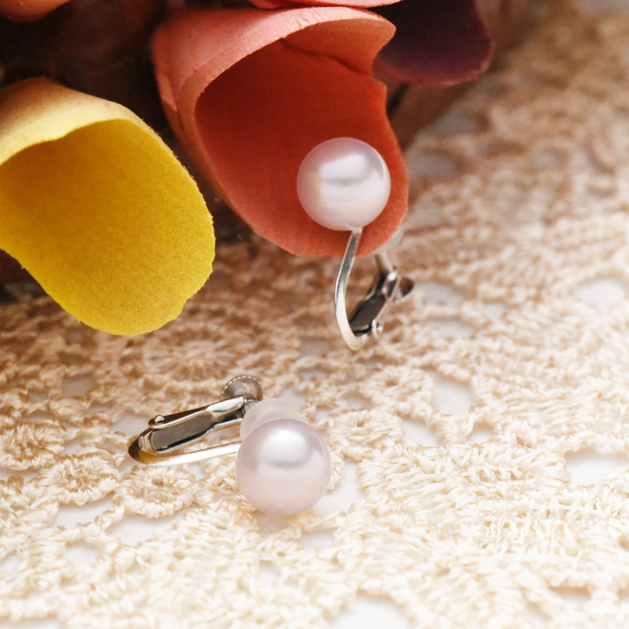 SVあこや真珠8-8.5mmイヤリング ネジバネ式