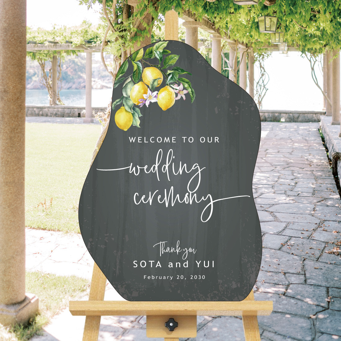 不定形ウェルカムボード【A4～A1アクリル/パネル/木】結婚式 名入れ ウェディング 送料無料 レモン 0704