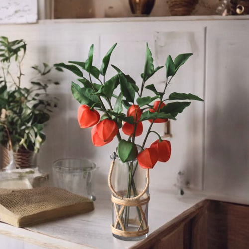 ◇粘土のお花◇ ホオズキ（鬼灯）・・・H1252 アートフラワー Old