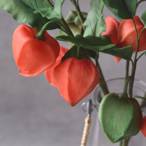 ◇粘土のお花◇ ホオズキ（鬼灯）・・・H1252 アートフラワー Old