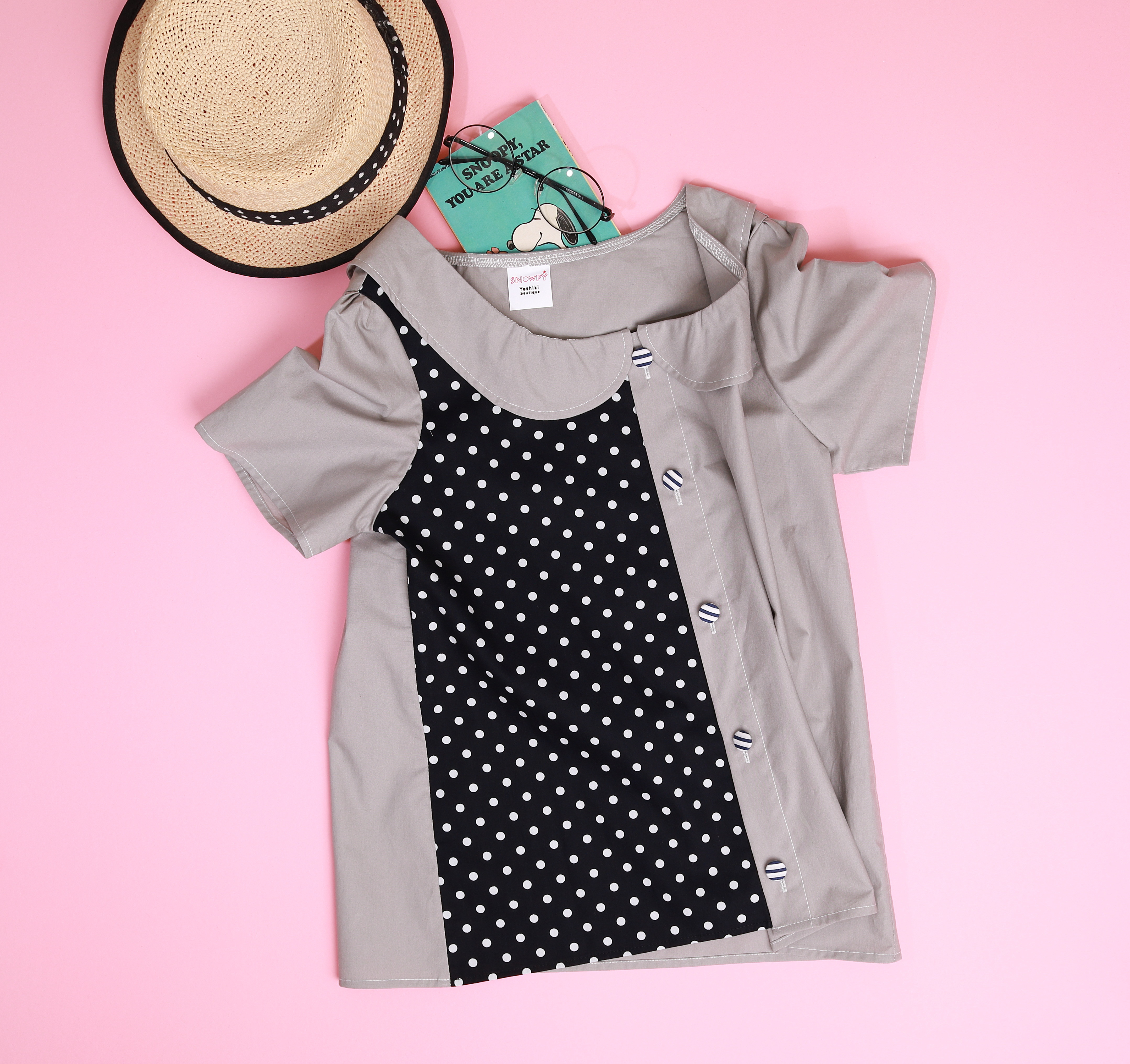 フラットカラー半袖のブラウス♡ TYPE2