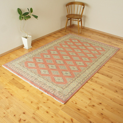 超美品 パキスタン手織り絨毯 ラグ