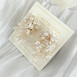 鵝卵石珍珠花束 - 水晶（寶石碎石/花束）耳環 [補貨] 第6張的照片