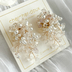 鵝卵石珍珠花束 - 水晶（寶石碎石/花束）耳環 [補貨] 第8張的照片
