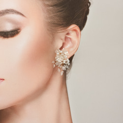 鵝卵石珍珠花束 - 水晶（寶石碎石/花束）耳環 [補貨] 第4張的照片