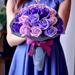 サヴォンローズ 花束 L(100本) パープルミックス 薔薇 バラ