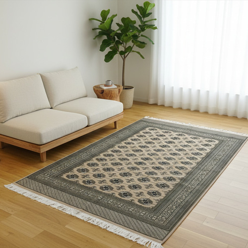 パキスタン絨毯 ハイクオリティ 252x205cm 手織り ボハラ柄 カーペット